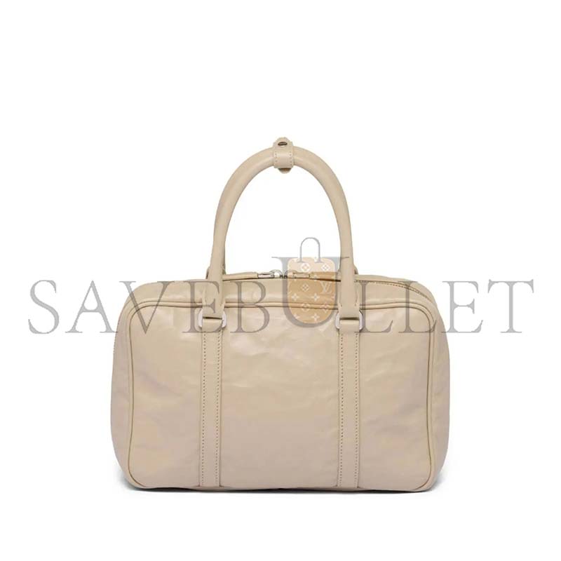 Pra*a medium antique nappa leather top handle bag 1bb092 (24*15.5*7cm)